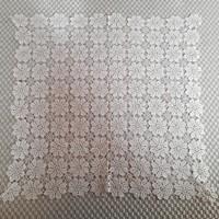 Crocheted ecru lace tablecloth, handmade, 74 x 75 cm