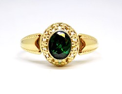 Gold ring with green stones (zal-au107997)