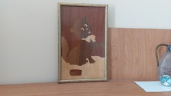 Kitten inlaid mural with 30x19 cm frame.