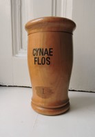 XIX. századi FA PATIKATÉGELY - 15x8.5cm Cynae Flos (cinae flos)