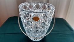 Leaded crystal ice cube holder with silver handles is a unique party accessory