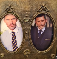 Antik réz képkeret, fénykép, fotó tartó dupla