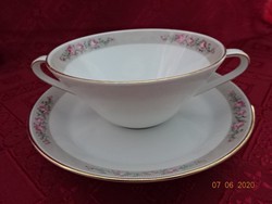 Hutschen Reuther német porcelán leveses csésze + alátét. Rózsa mintás.