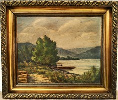 György Balczer (1880 - 1956) landscape in Zebegény. Oil painting with original guarantee!