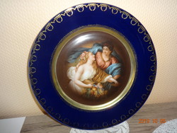 Old imperial psl porcelain richly gilded, sceneful decorative plate, plate