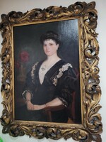 Portré florentin keretben 1,3 x 1.0 méteres!! Vélhetően 1900as évek elejéről származó.
