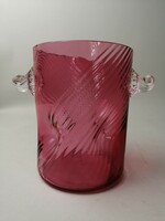 Antique pink blown glass vase