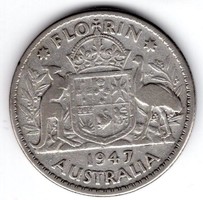 Silver 1 florin Australia georg t1-2 1947