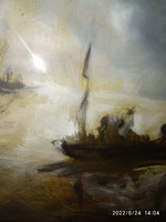 100x70 cm nagy olaj kép, olajfestmény, hajós festmény olajfestmény