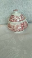 English antique pink sugar bowl with a small crack