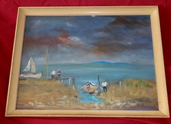 József Csáki-Maronyák: painting of Balaton fishermen