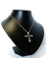 Joop silver cross pendant with brilliant diamond-black stones.