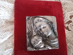 Mária kis Jézussal mini ón kép