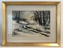 Reinhardt István (1936 - ) EREDETI 50x64 cm Képcsarnokos akvarell festménye