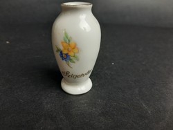 Hollóházi mini ibolyás váza - Szigetvár felirattal
