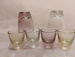Retró kupicás színes üveg pohár készlet