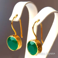 Gold-plated earrings with green stones