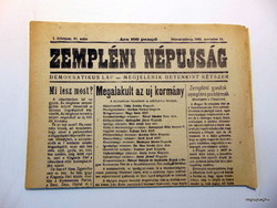 1945 november 18  /  ZEMPLÉNI NÉPUJSÁG  /  Születésnapra!? EREDET ÚJSÁG! Ssz.:  22204