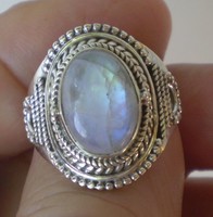 925 ezüst gyűrű, 19,5/61,2 mm holdkővel