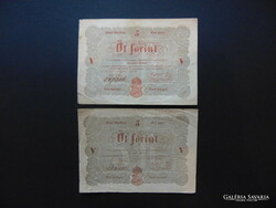 Kossuth bankó 5 forint 1848 2 darab piros - barna betű