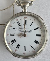 252T. From HUF 1! Antique French silver key pocket watch with gold opening rim, like new, 46 mm!
