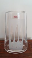 Modern French crystal vase leaf pattern glass vase