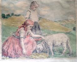 Oscar Glatz: girls with lamb