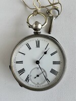 259T. From HUF 1! Antique silver pocket watch with key, perfect dial, 45 mm!