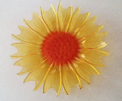 Retro üvegtál napraforgó tál virág dísztál 40 cm