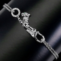 925 sterling silver tiger bracelet coated with zirconia 14 carat white gold