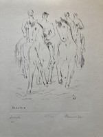 Miklós Borsos - Horsemen (etching, signed, numbered)