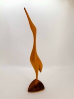 Faragott fa daru, madár szobor, 37 cm