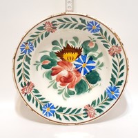 Hollóháza folk flower pattern hard ceramic wall plate (2267)
