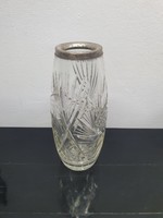 Kristály váza ezüst peremmel 27 cm (50024)
