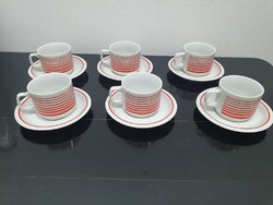 Piros csíkos retró Zsolnay kávéskészlet (50021)