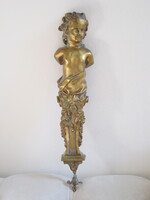 extra nagy réz / bronz  barokk puttó angyal falidísz relief bútorveret bútordísz