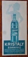 Old counting slip crystal mineral water (st. Lukács medicinal spring)
