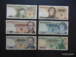 Lengyelország 6 darab zloty bankjegy LOT !