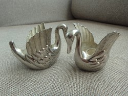 Pair of silver-plated swan candle holders