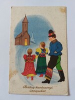 Old Christmas postcard 1939 traditional postcard church