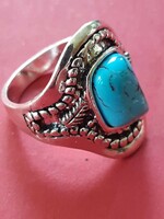 Antique, larger silver ring with a very beautiful blue stone.