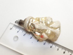 Régi üveg karácsonyfadísz mini Mikulás ezüst Télapó üvegdísz