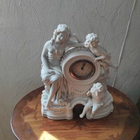 Antik biszkvit porcelán asztali óra,puttók,angyalkák gyönyörű darab,!