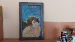 Angel painting 29x45 cm with frame