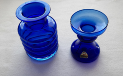 Vintage kobaltkék üveg váza és gyertyatartó ( Ingrid Glass - Marita Voigt )