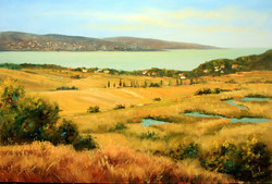 György lute: tihany, outer lake, with the balaton 40x60 cm