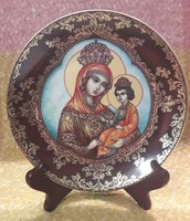Madonna tányér, ikonos porcelán falitányér (M2629)