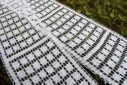 Crochet lace shelf decoration, drapery curtain tablecloth lace strip ribbon 140 x 10.5 cm