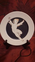 Puttós porcelán tányér, angyalkás tányér (M2467)