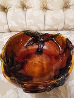 Pápai kata grape tendril glazed ceramic kaspó bowl